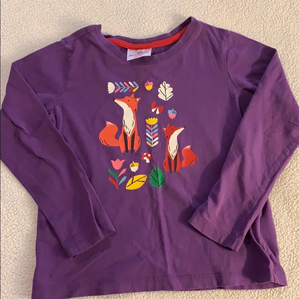 Hanna Andersson Purple Long Sleeve Fox Tshirt